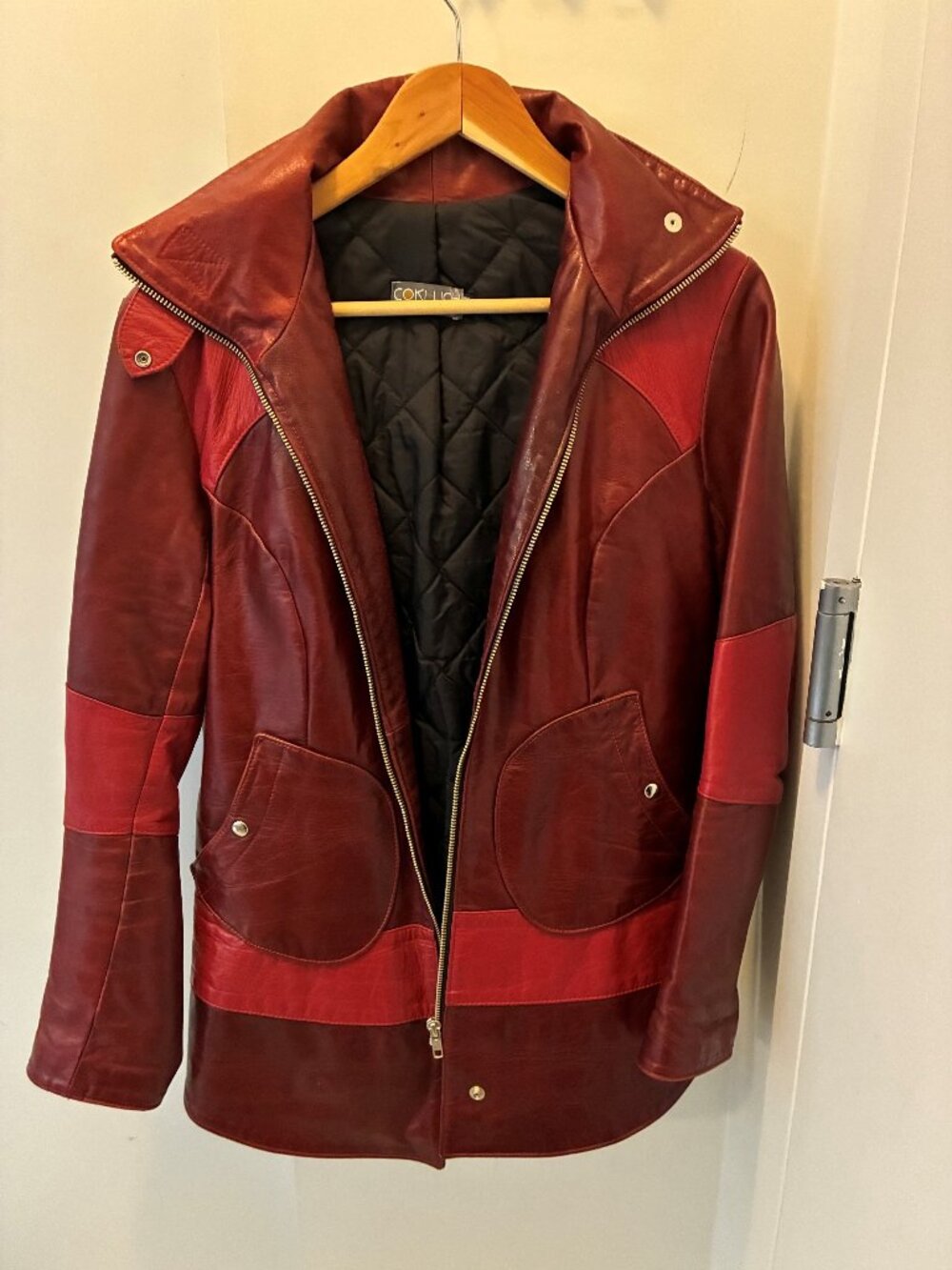 A leather jacket, a one‑of‑a‑kind piece, custom-designed